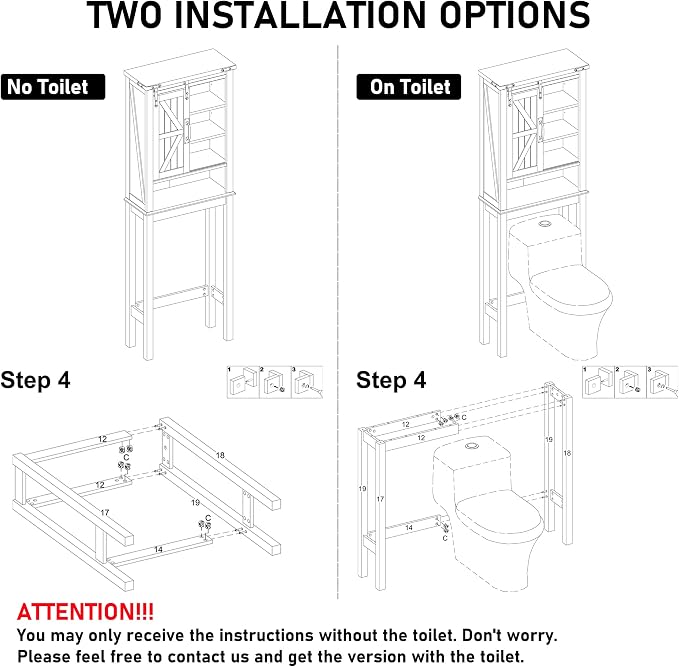 OKD Over The Toilet Storage Cabinet, Farmhouse Storage Cabinet Over Toilet - Image 7