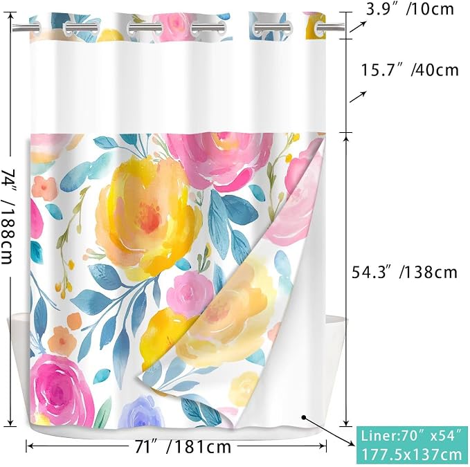 No Hook Shower Curtain Set - Image 3