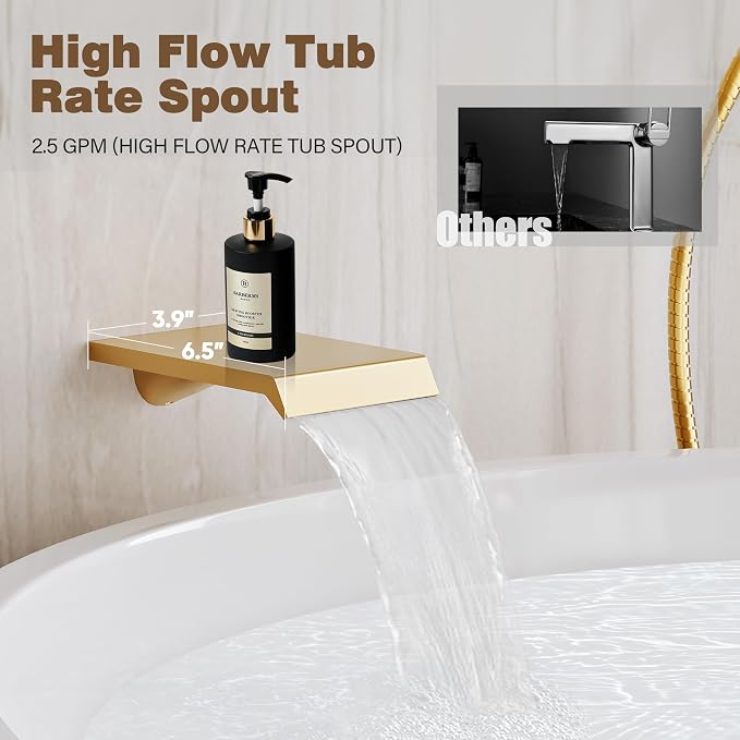 Shower System with Tub Spout, All Metal Tub Shower Faucet Set with 12-Inch Rain - Image 5