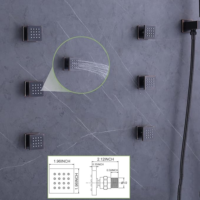 Oil Rubbed Bronze 16X24 inch Ceiling Mounted Shower Head Set, Digital Display - Image 5