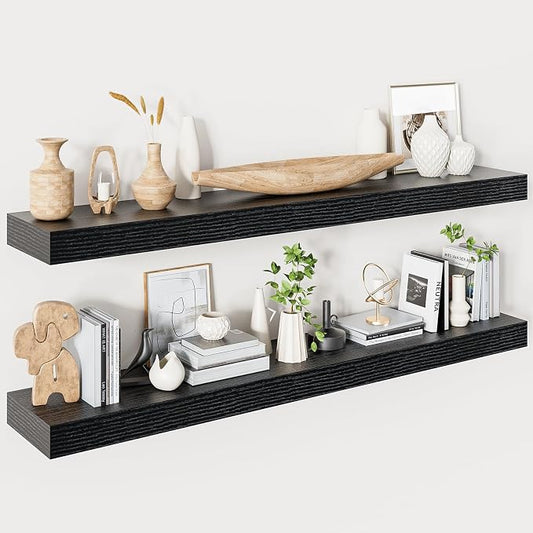 Heimlove Floating Shelves for Wall 48 Inches Long, 9.3" Deep Black Floating by Heimlove