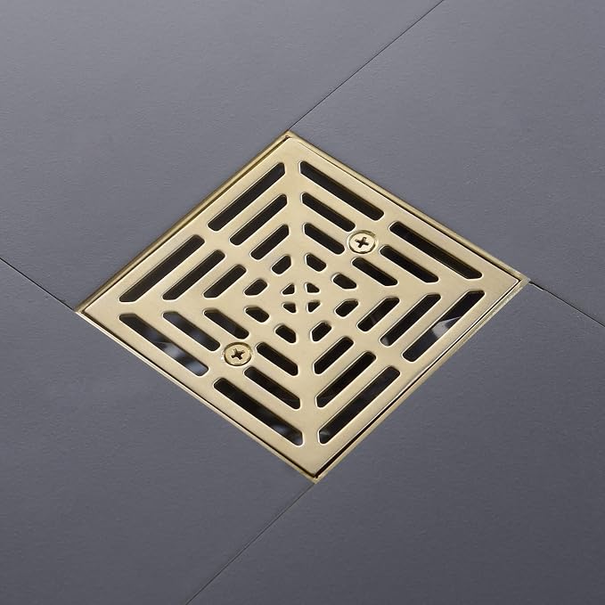 4-1/4 Inch Brushed Gold Shower Drain Square, Base - Image 2