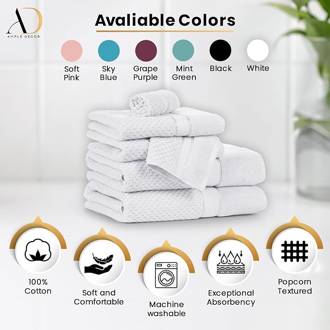Ample Decor 100% Cotton Washcloths Set of 50 - Image 3