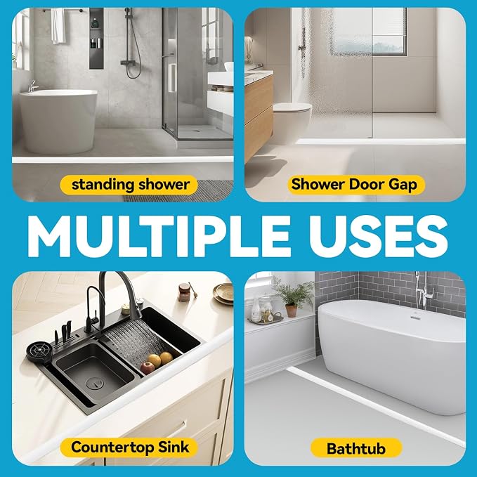 98'' Collapsible Shower Threshold Water Dam Shower Barrier Keeps Water Inside - Image 8