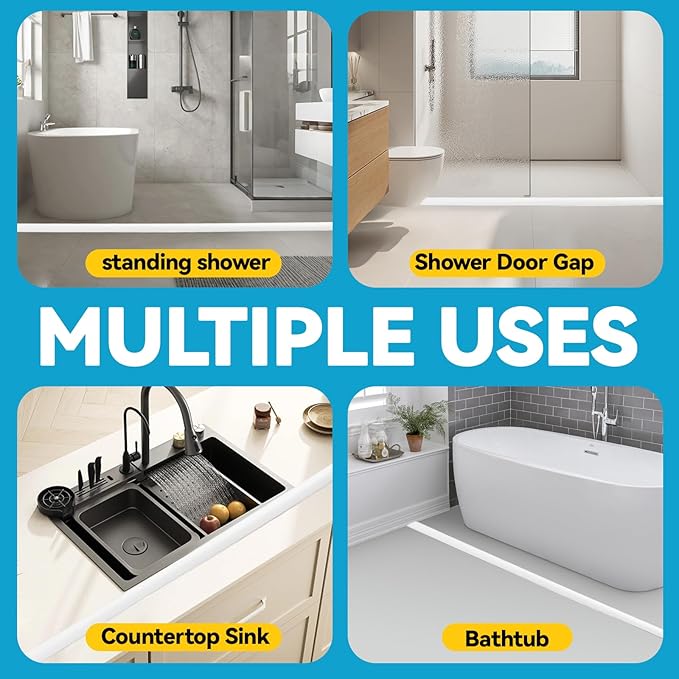 67'' Collapsible Shower Threshold Water Dam Shower Barrier Keeps Water Inside - Image 8