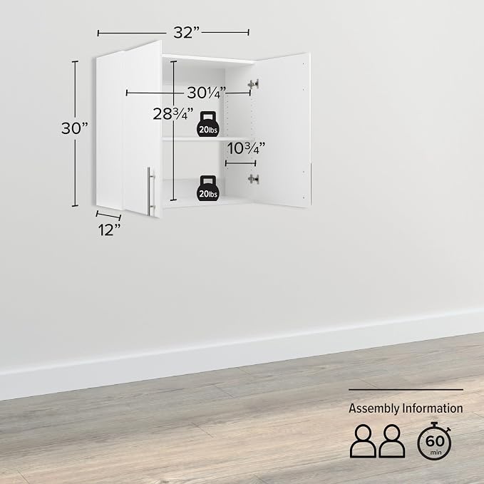 Prepac Elite 32" Wall Cabinet, Bathroom Cabinet, Pantry Cabinet - Image 3