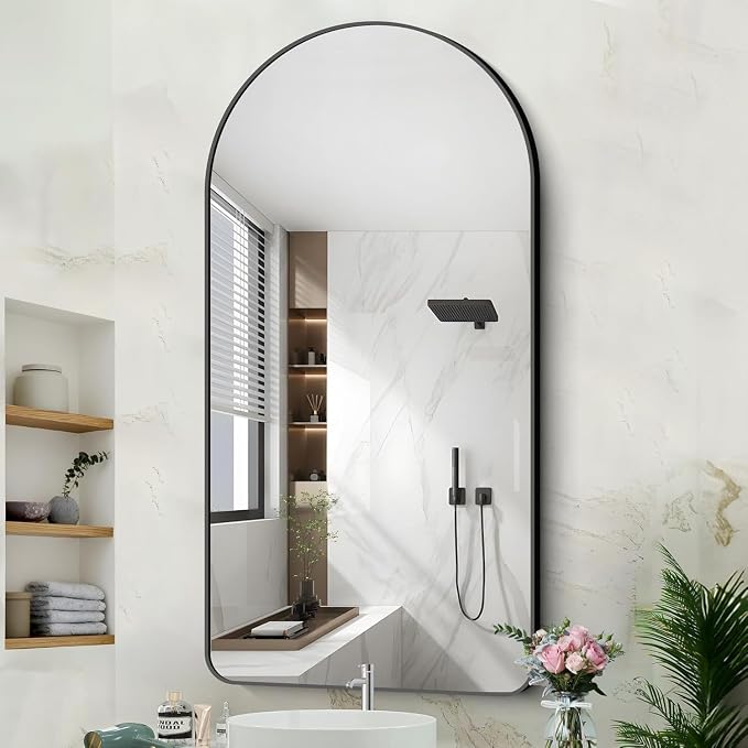 GLASHOM Arched Bathroom Mirror, Wall Mounted Mirror, Vanity Wall Mirror Metal - Image 8