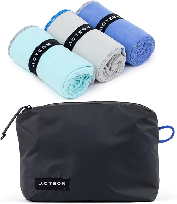 Acteon Microfiber Travel Towel & Wet Bag Set, Large Quick Dry Silver ION - Image 8