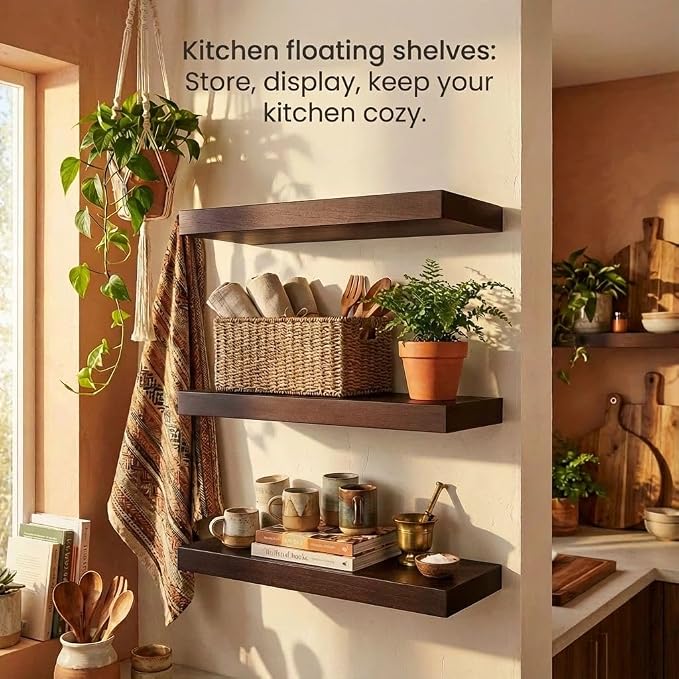 SAUMONIERES Floating Shelves Wall Shelf Solid Wood - Image 4