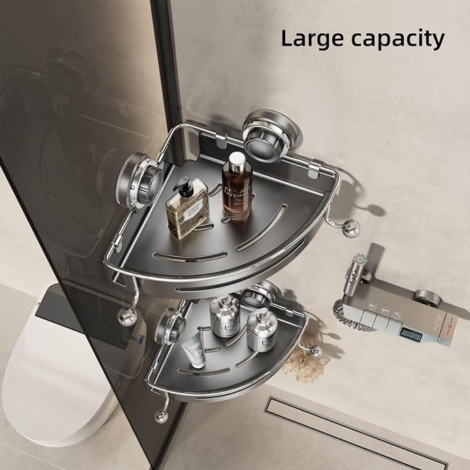 VOLPONE Corner Shower Caddy Suction Cup Shower Shelf Corner No Drilling - Image 5