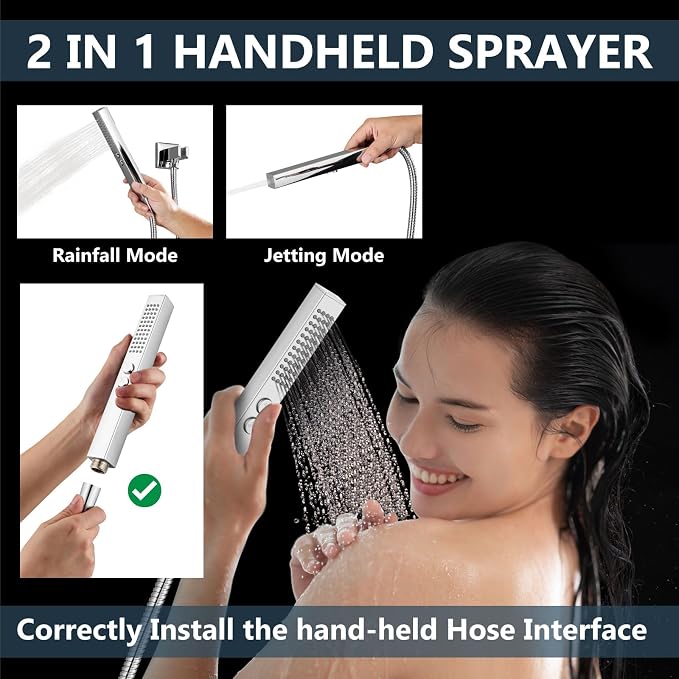 Aolemi Shower Faucet Set Ceiling Mount Shower System Rough-in Valve and Shower - Image 4