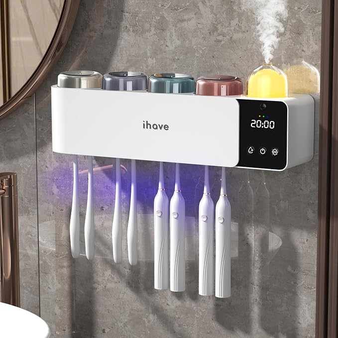iHave Toothbrush Holders with UV Toothbrush Sanitizer, Aromatherapy Diffuser & by ihave