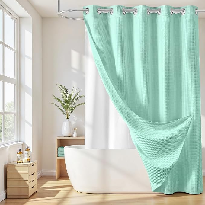 River Dream Hotel Grade No Hooks Needed Shower Curtain by RiverDream