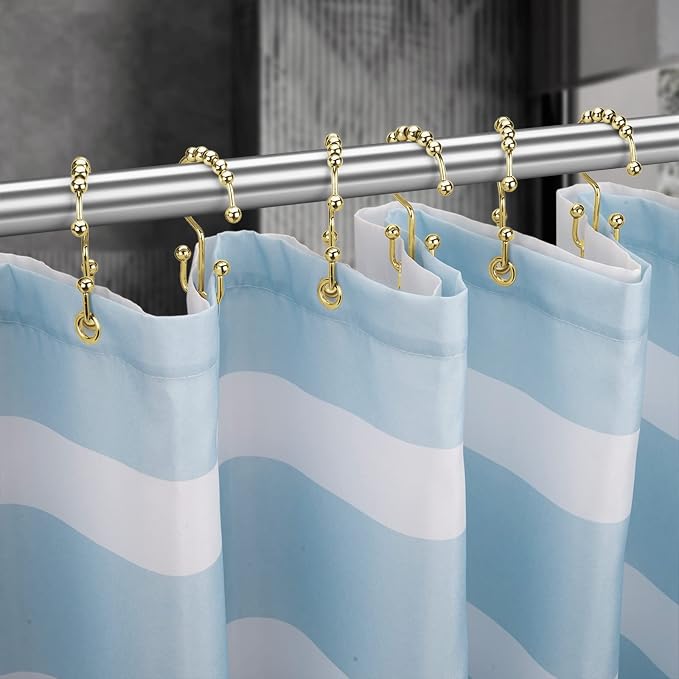 Titanker Gold Shower Curtain Hooks Rings, Rust-Resistant Metal Double Glide - Image 7