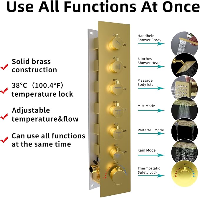 24x32 LED Dual Head Shower System 24"x32" Ceiling Mount Shower Head - Image 2