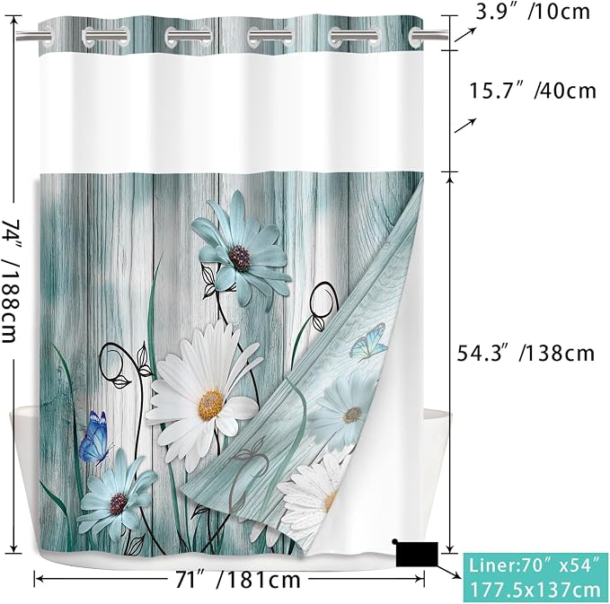 No Hook Shower Curtain Set - Image 2
