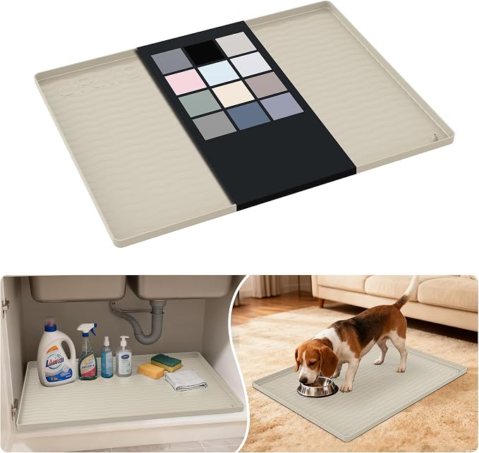 URMONA Waterproof Silicone Under Sink Mat 25'' x 19'' Shelf Liner by URMONA