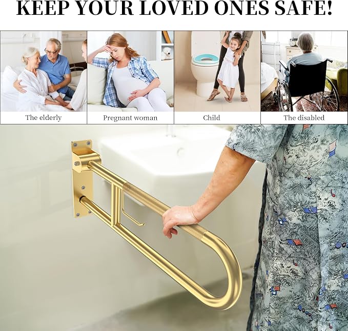 Toilet Grab Bar 30.3 Inch, YuanDe Flip Up Grab Bar - Image 7