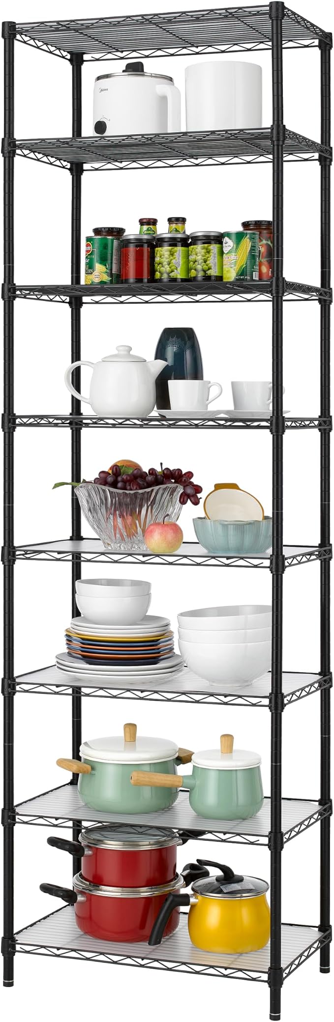 Finnhomy 8-Tier Wire Shelving Unit Adjustable Steel Wire Rack Shelving - Image 6