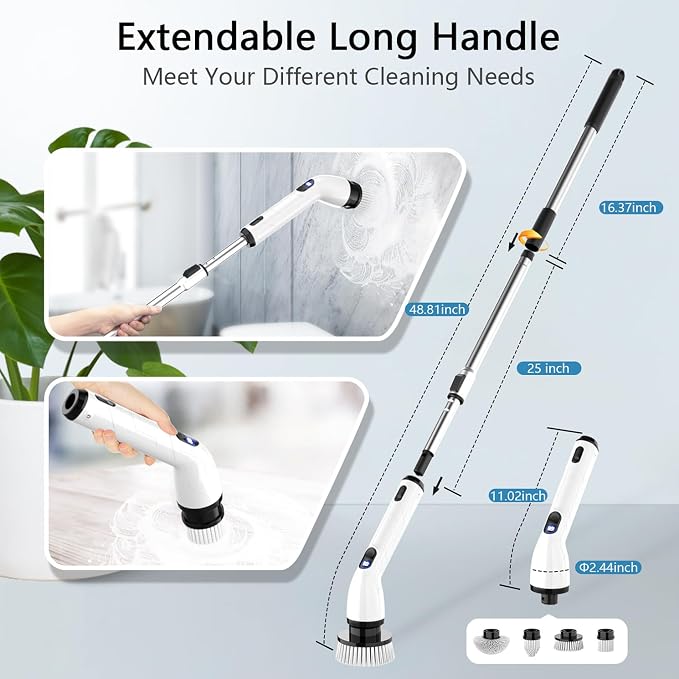 TUYU Electric Spin Scrubber, Full-Body IPX7 Waterproof Bathroom Scrubber - Image 4