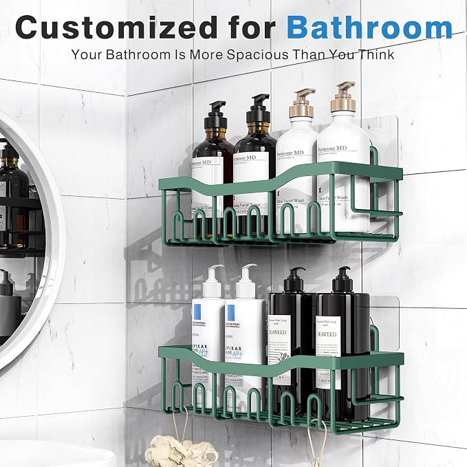 EUDELE Shower Caddy 2 Pack, Adhesive Shower Organizer - Image 3