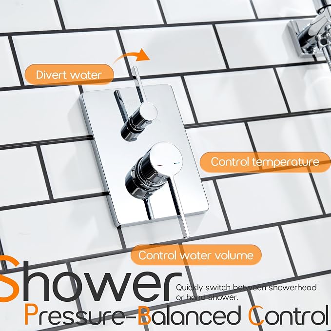 Shower System Set Includes 10-Inch Rainfall Shower Head, 3-Setting Handheld - Image 5