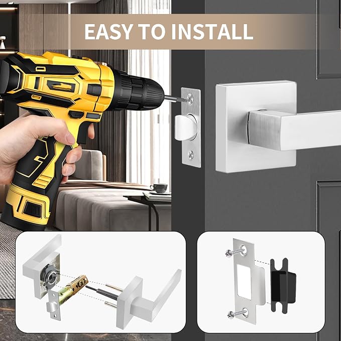 Square Passage Door Lever, Heavy Duty Interior Door Handles - Image 5