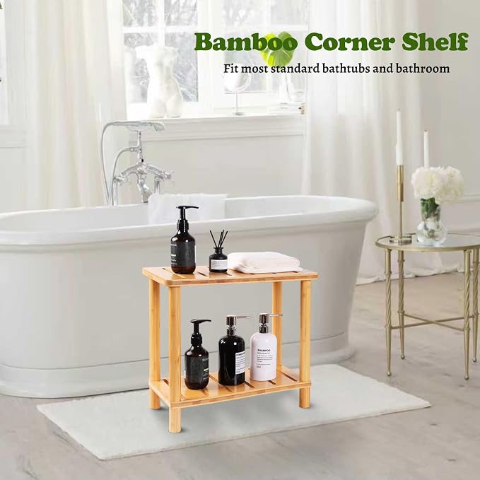 Bamboo Shower Bench Stool, Shower Stool - Image 2