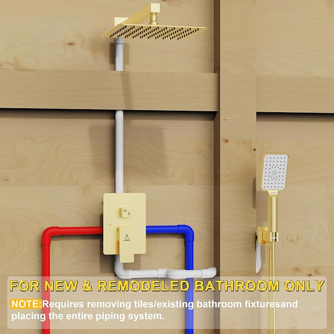 Shower System 10IN Modern Rain Brass Faucet Set - Image 7
