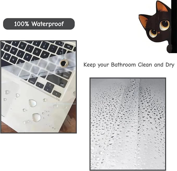 Clear Cute Funny Black Cat Shower Curtain Liner, Are You Pooping Shower Curtain - Image 7