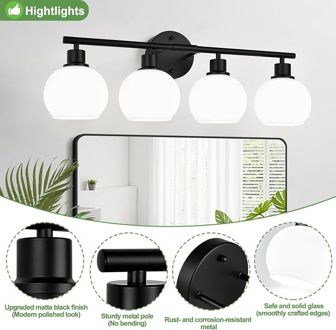4-Light Bathroom Light Fixtures, Vanity Lights - Image 3