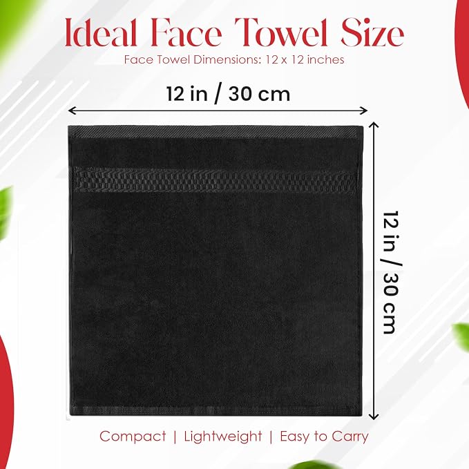 RIVERSIDE 12 Pack Premium 100% Cotton Face Washcloths, 550 GSM, 12 x 12 Inches - Image 2