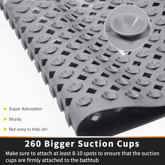 Yimobra Bathtub Mat Non Slip, Super Strong Suction Cups, 27.5"x15.5" Long - Image 2