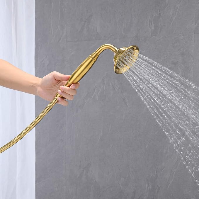 Tub Filler Freestanding Bathtub Faucet Brushed Gold Floor Mounted Brass - Image 6