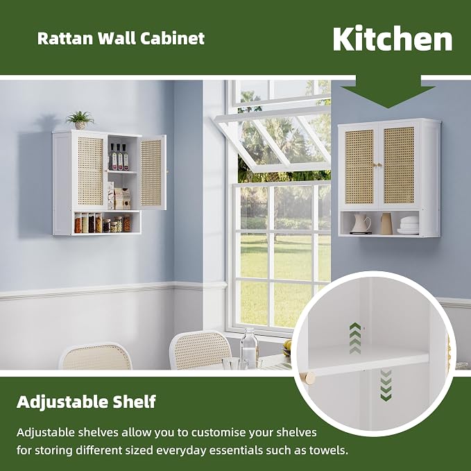 Bathroom Wall Cabinet, Bamboo Over-The-Toilet Storage Organizer - Image 4