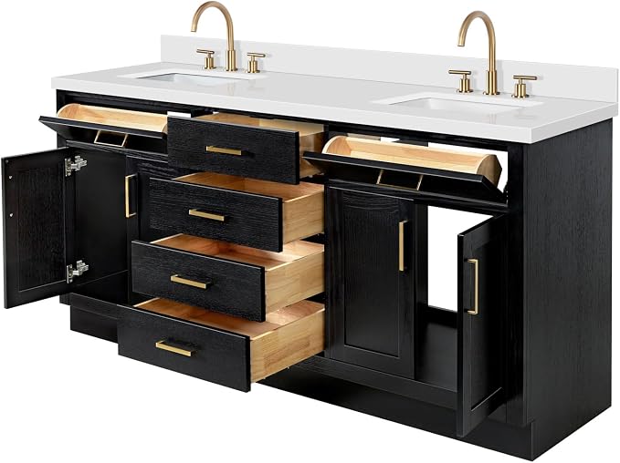 ARIEL Hepburn 73 Inch Double Rectangle Sink Bathroom Vanity - Image 6