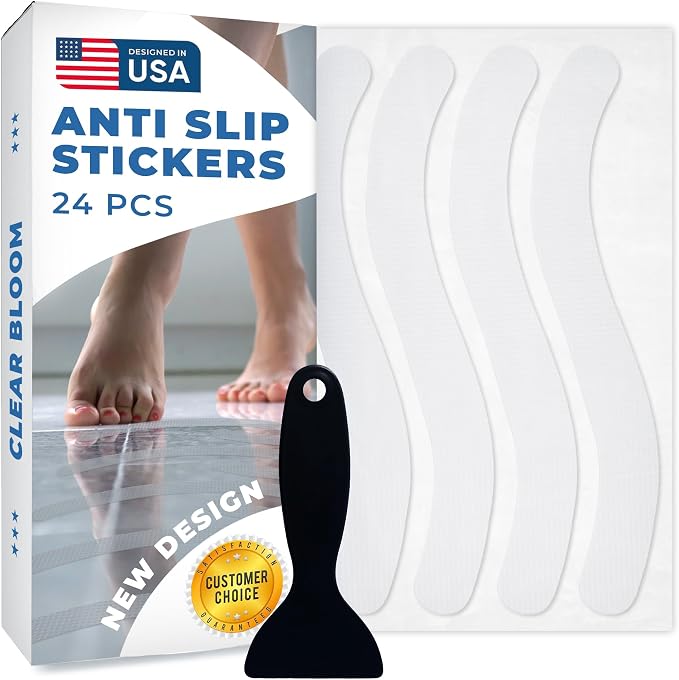 Anti Slip Shower Stickers 24 PCS, Premium Adhesive Bath Tub Stickers by ClearBloom
