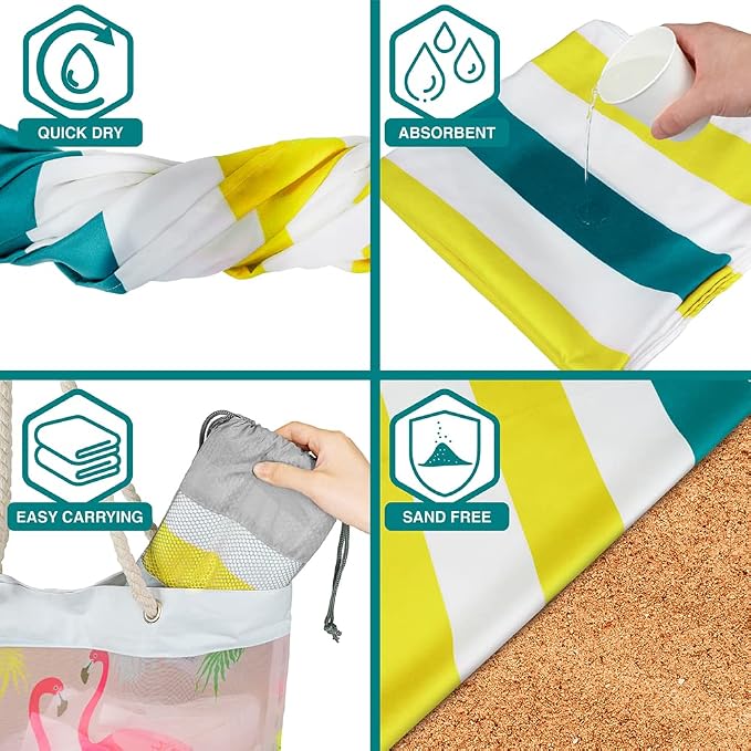 SUN CUBE Microfiber Beach Towel, Quick Dry Sand Free Beach Towel, Lightweight - Image 4