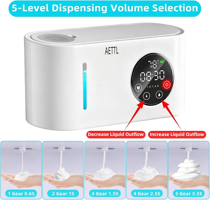 Touchless Automatic Foaming Hand Soap Dispenser Wall Mount, Kitchen Bathroom - Image 4