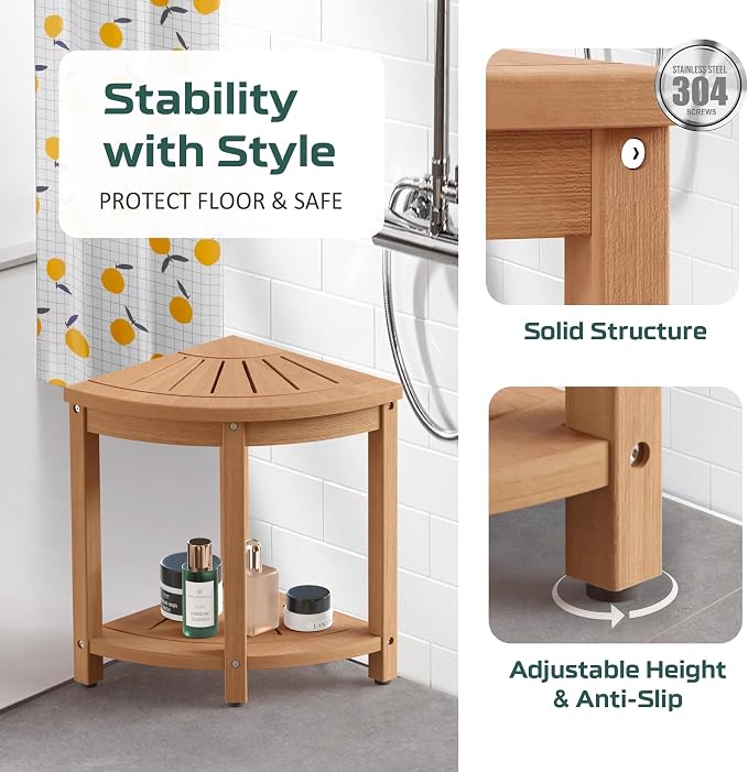 Waterproof Corner Shower Stool for Inside Shower, Poly Lumber Shower Bench Seat - Image 4