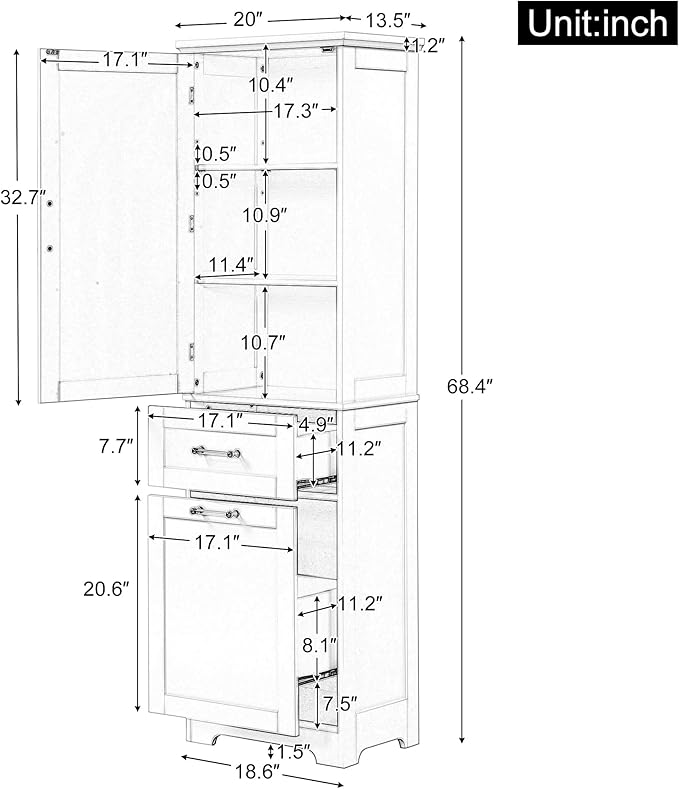 Favfurish 68" Tall Bathroom Storage Cabinet - Image 2
