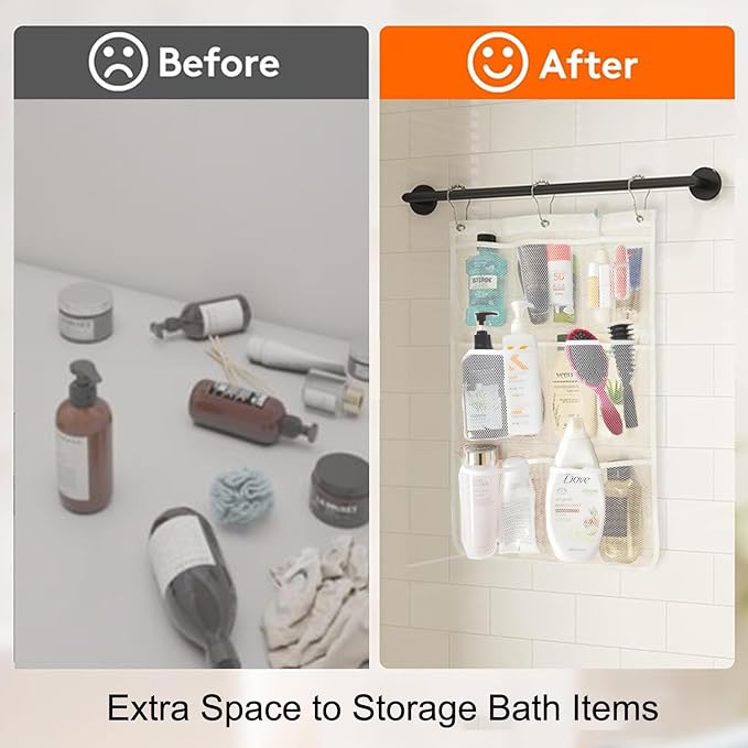 Bathroom Hanging Shower Organizer, 8 Pockets Mesh Shower Caddy - Image 4