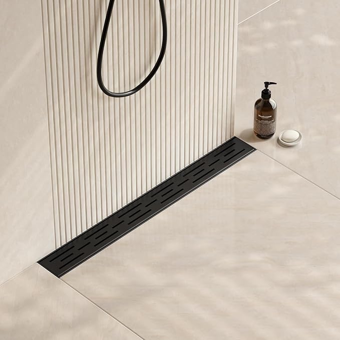 Neodrain 32 in Matte Black Linear Shower Drain, Rectangular Linear Shower Drain by Neodrain
