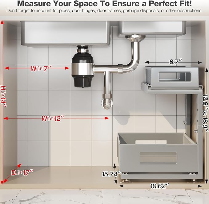 2 Pack 15.74IN-Depth Under Sink Organizer - Image 2