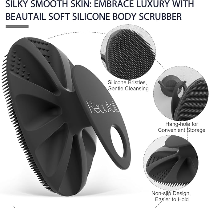 Silicone Body Scrubber Shower Bath Wash Brush Gentle Exfoliating Scrub - Image 4