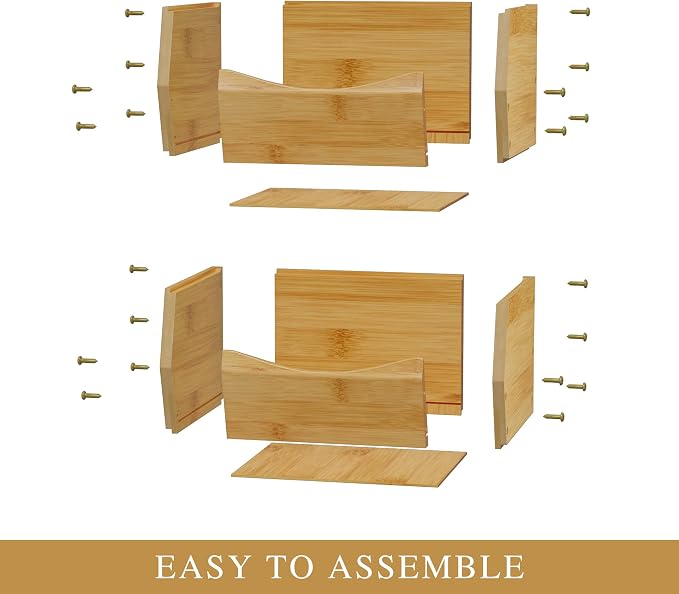 2 Set Open Front Small Stackable Storage Bins, Bamboo Stacking Storage Bins - Image 6