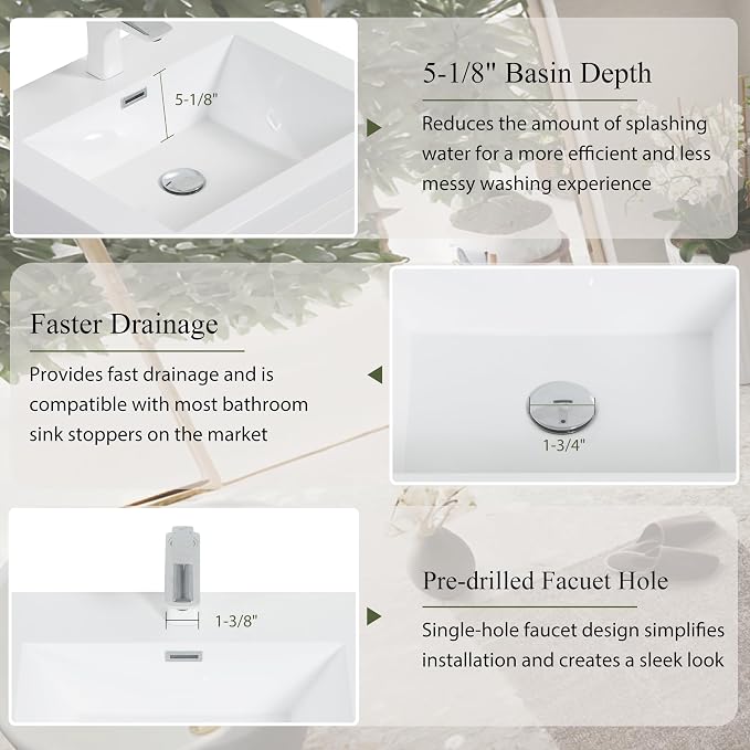 Modern 30" Wall-Mounted Bathroom Vanity - Image 3