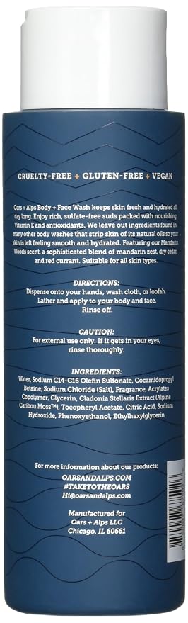 Oars + Alps Mens Moisturizing Body and Face Wash, Skin Care Infused - Image 2