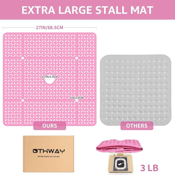 OTHWAY Square Shower Mat, TPE Anti Slip Shower mat - Image 4
