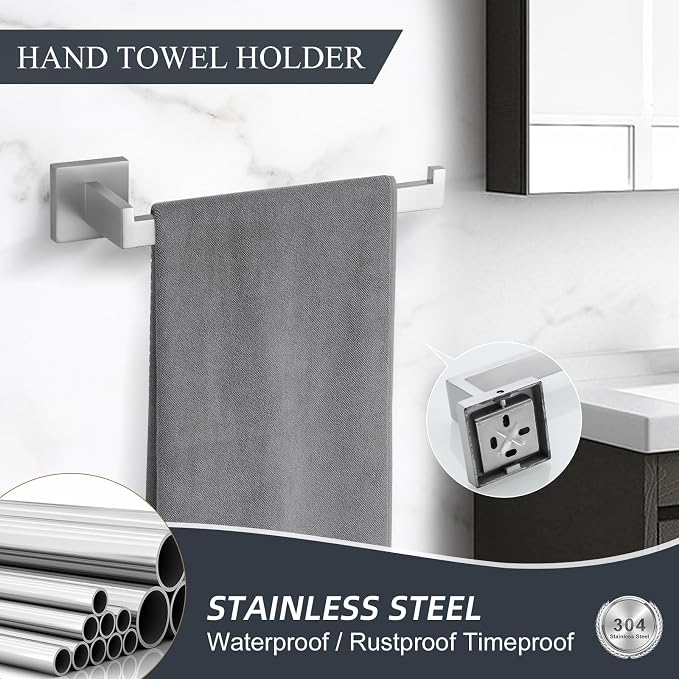 TURS 5-Piece Bathroom Hardware Set Brushed Nickel Towel Bar Set Bath Towel - Image 5
